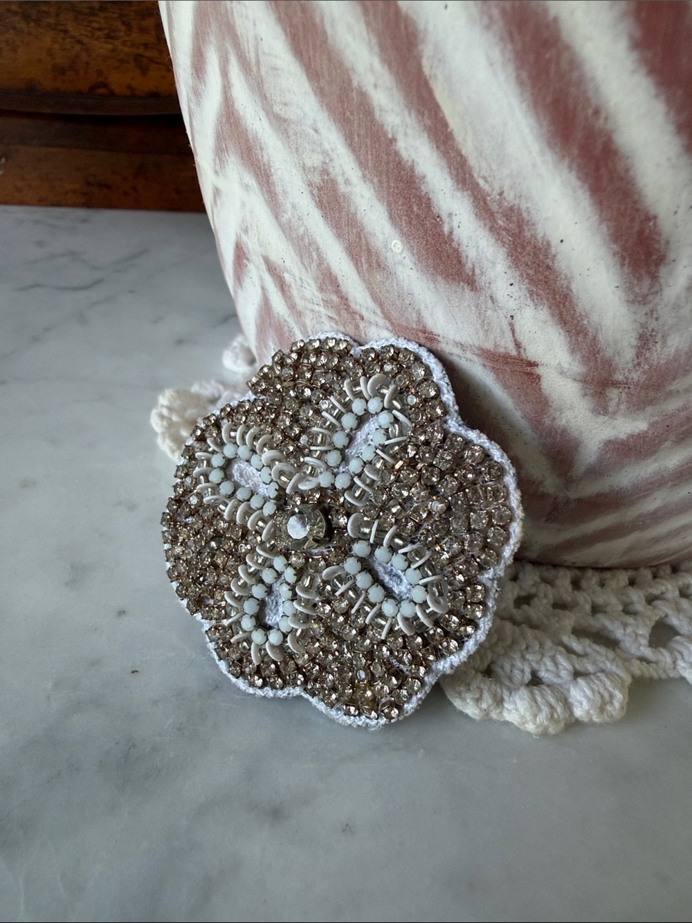 Deepa Gurnani Beaded Rhinestones Floral Hair Clip